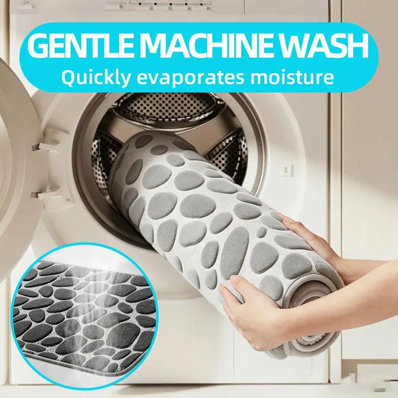 Tapis de bain en microfibre — texture galets, doux et absorbant - Nesty (vue 5)