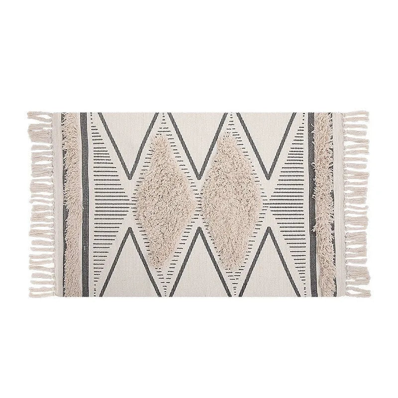 Tapis noué main à franges — motif géométrique (vue 7) - Nesty