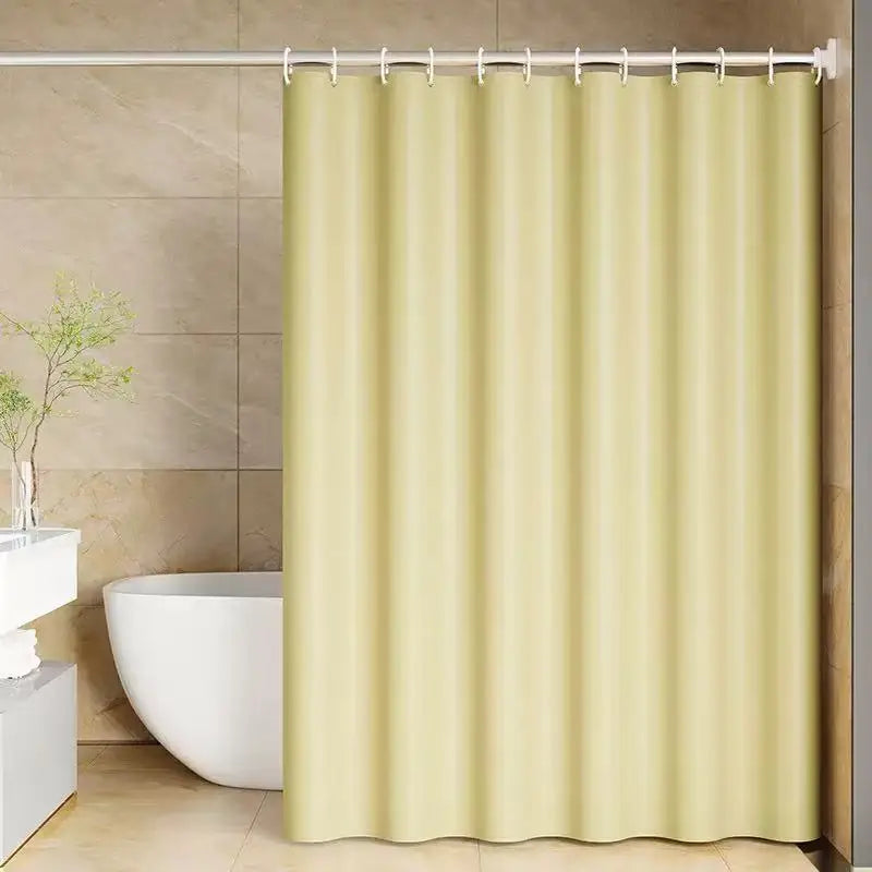Rideau de douche opaque en PEVA — anneaux métalliques et toucher soyeux (vue 7) - Nesty