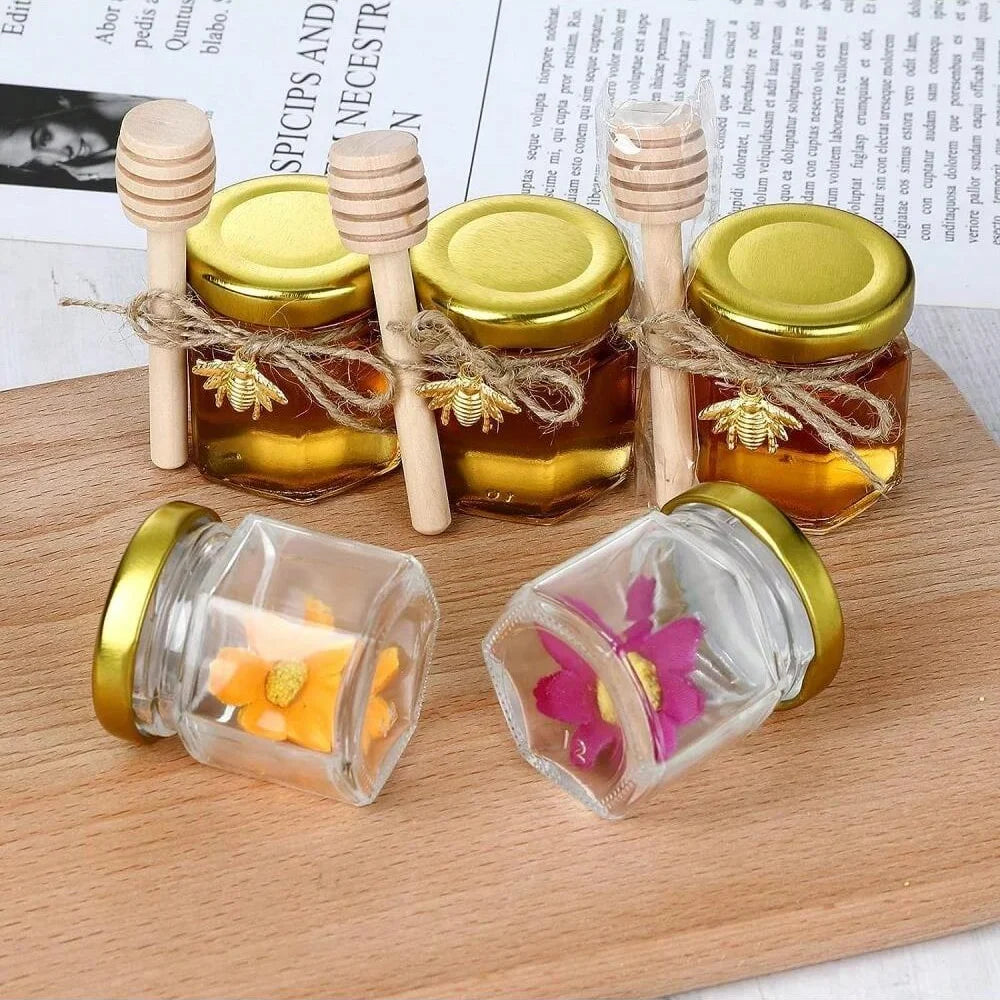Set de mini pots à miel en verre avec cuillère en bois - Nesty (vue 5)