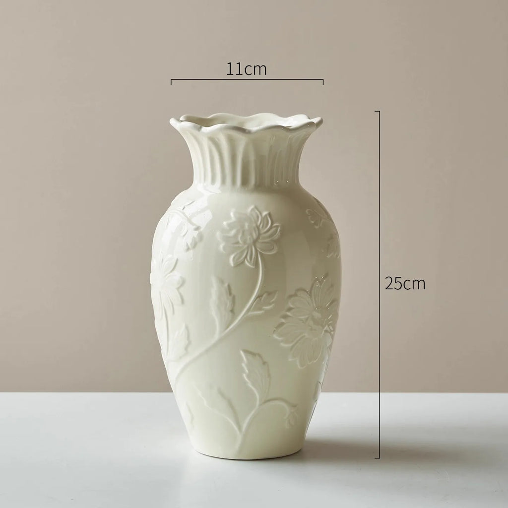 Vase en céramique crème à relief — style intemporel (vue 7) - Nesty