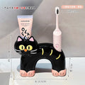 Ceramic Coal Ball Siamese Cat Toothbrush Holder Bathroom Toothpaste Storage Rack - Nesty (vue 5)