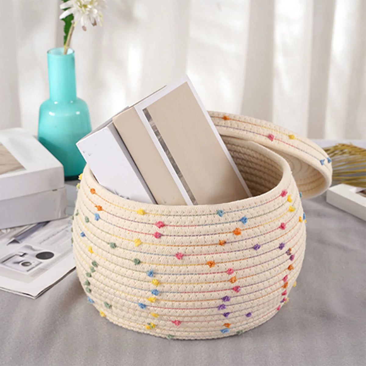 Panier de rangement rond en corde de coton - Nesty (vue 1)