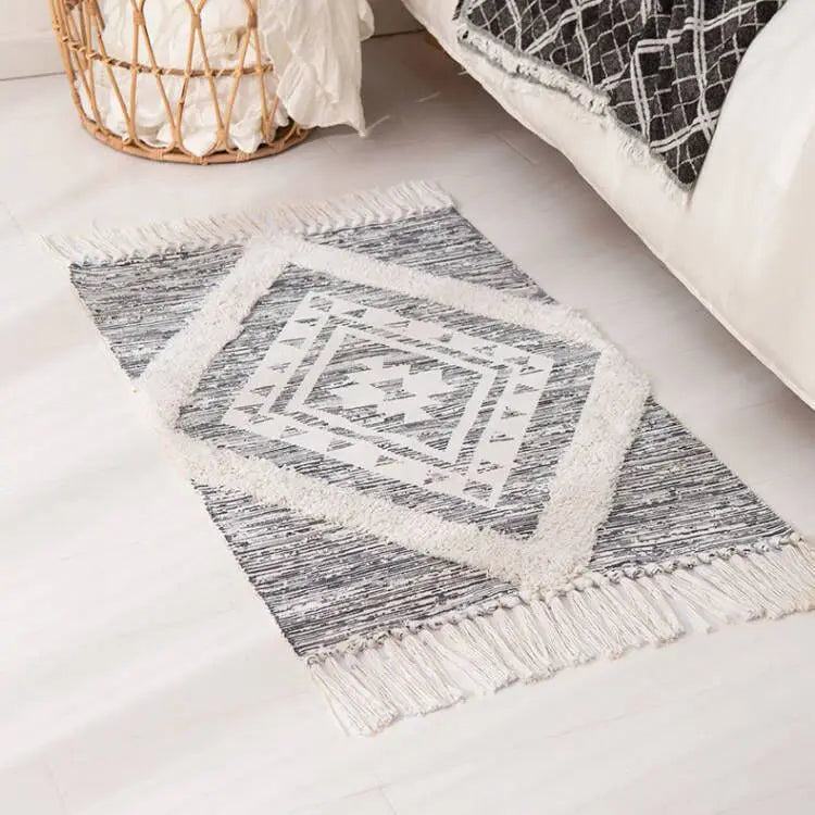 Tapis tissé main à franges — esprit bohème (vue 9) - Nesty