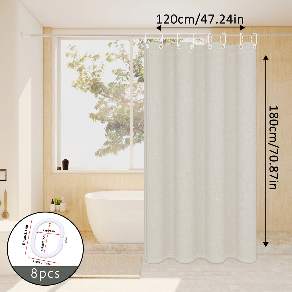 Rideau de douche uni imitation lin, toucher naturel - Nesty (vue 2)