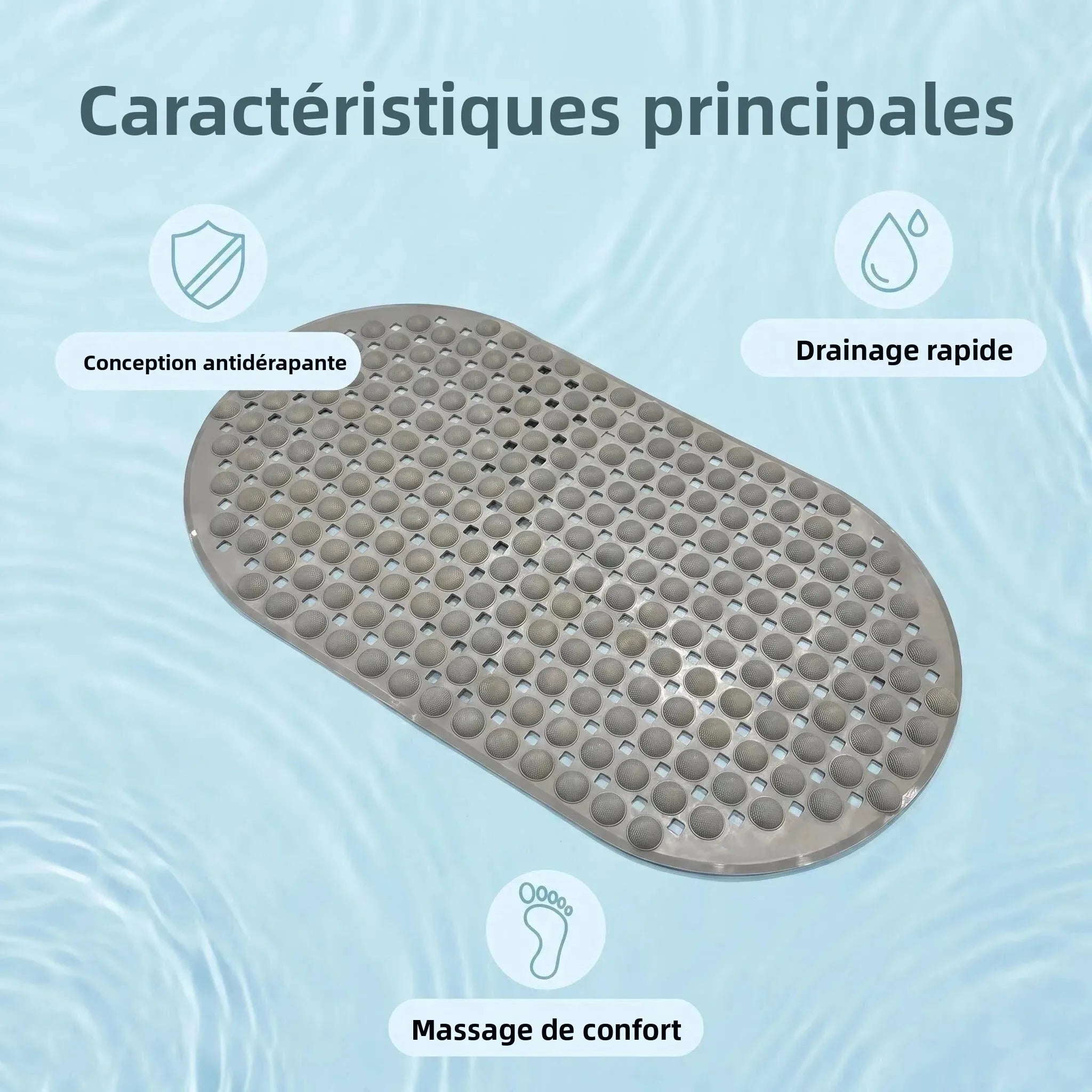 Tapis de baignoire ovale à ventouses — texture antidérapante - Nesty (vue 6)