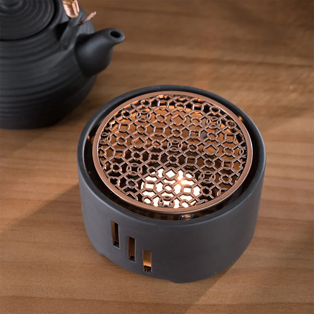 Chauffe-théière en céramique avec bougie et sous-plat (vue 6) - Nesty