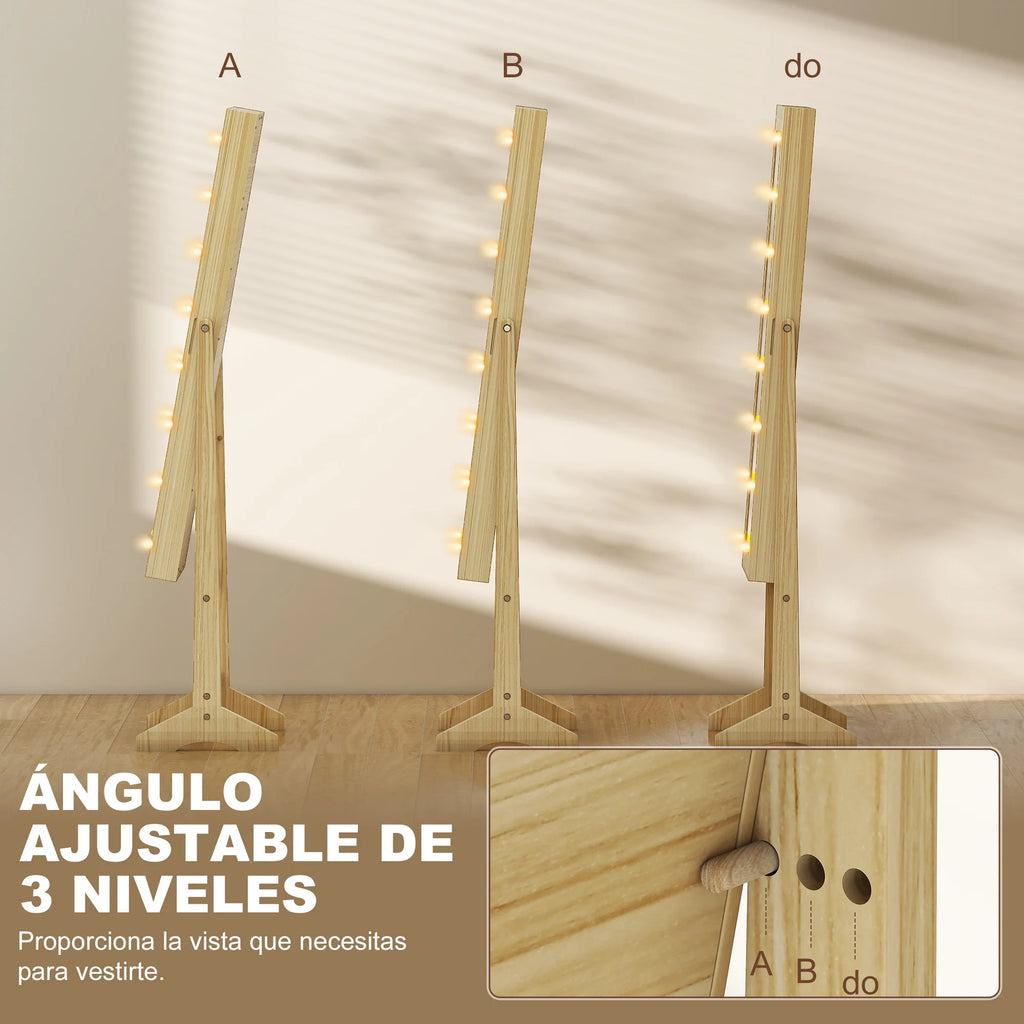 Coiffeuse miroir en bois avec rangement bijoux et éclairage LED (vue 6) - Nesty