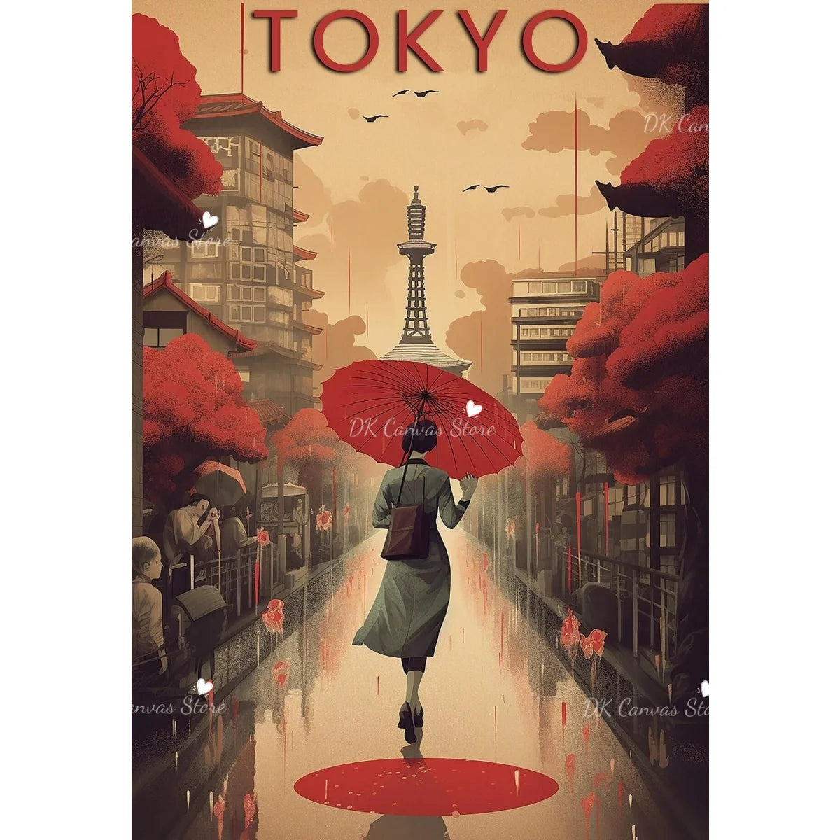 Toile murale illustrée — scène japonaise vintage (vue 9) - Nesty
