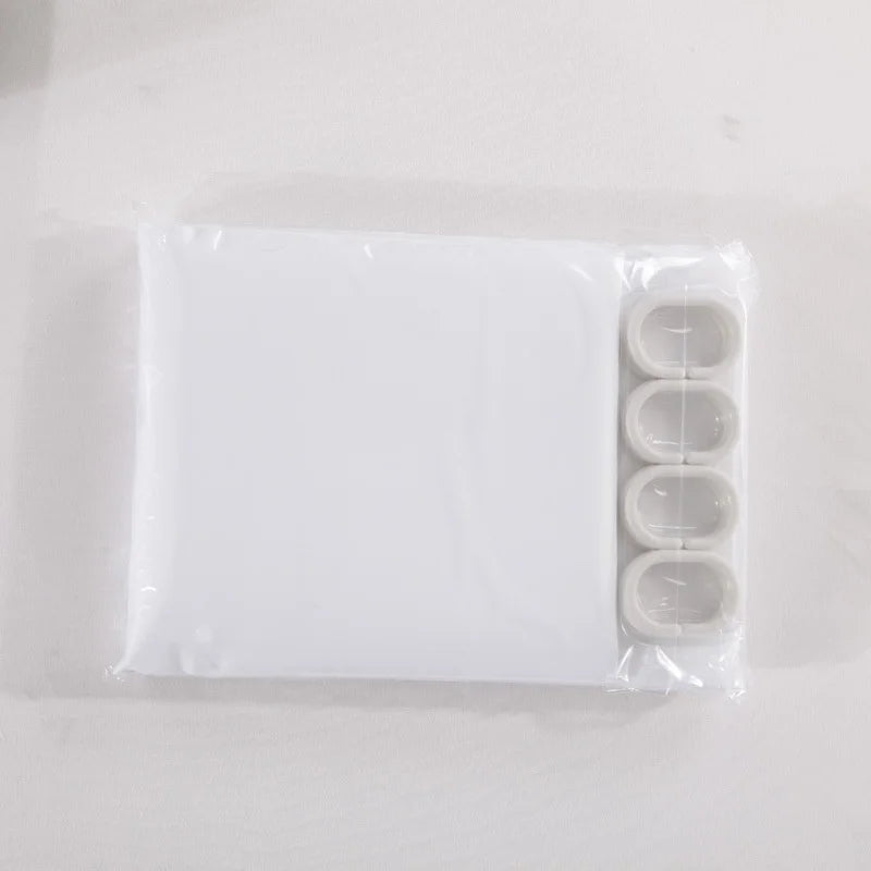 Rideau de douche blanc avec crochets — teinte unie imperméable - Nesty (vue 6)