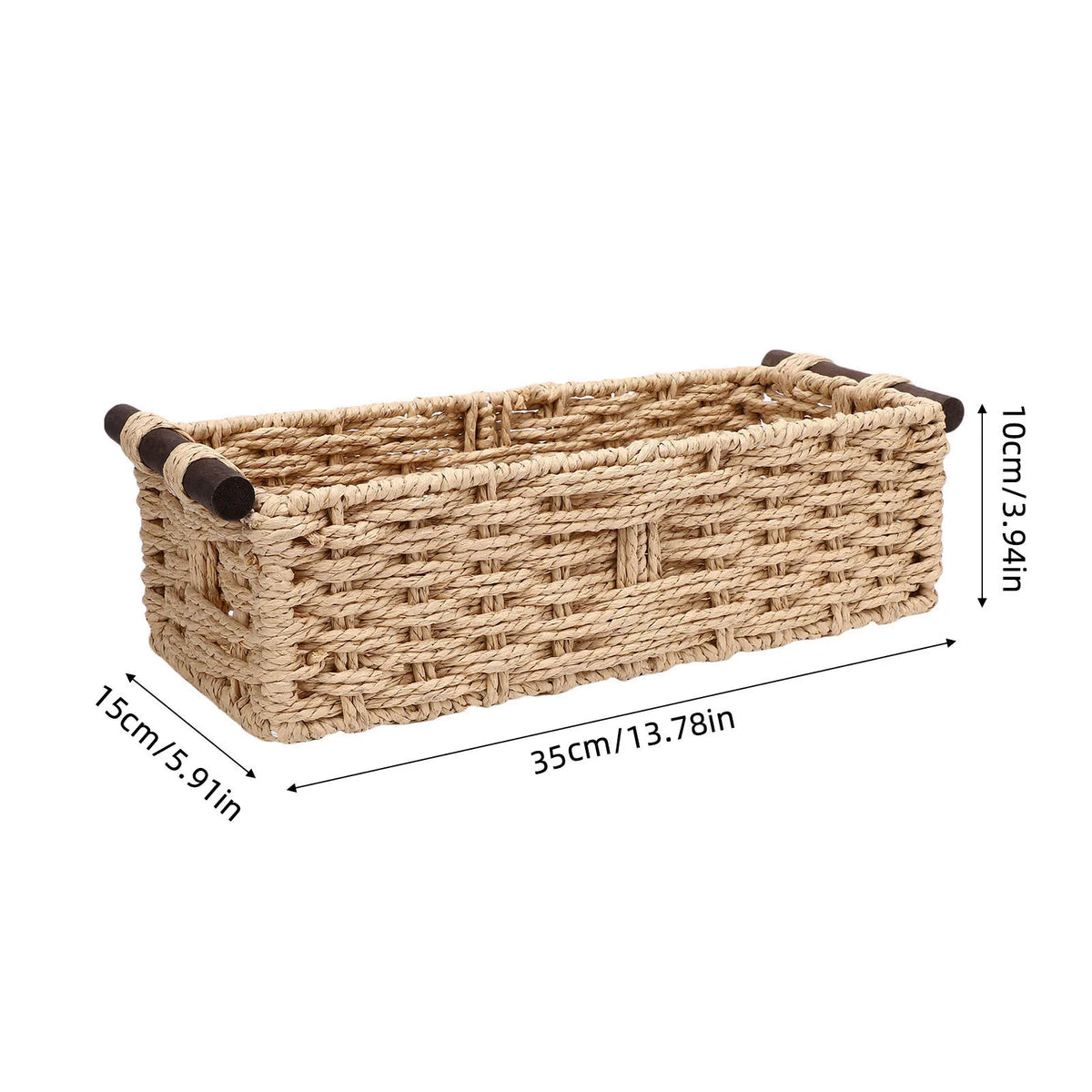 Panier de rangement tressé en corde de papier, 35x15x10cm - Nesty (vue 5)