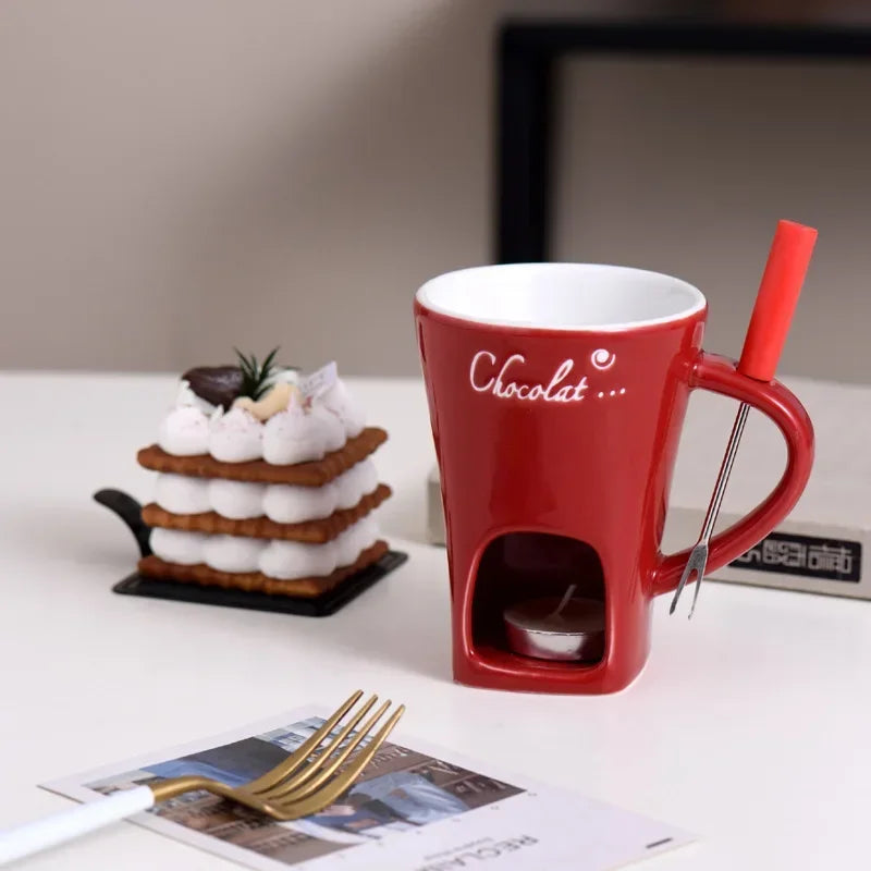Mug à fondue en céramique — avec fourchette (vue 7) - Nesty