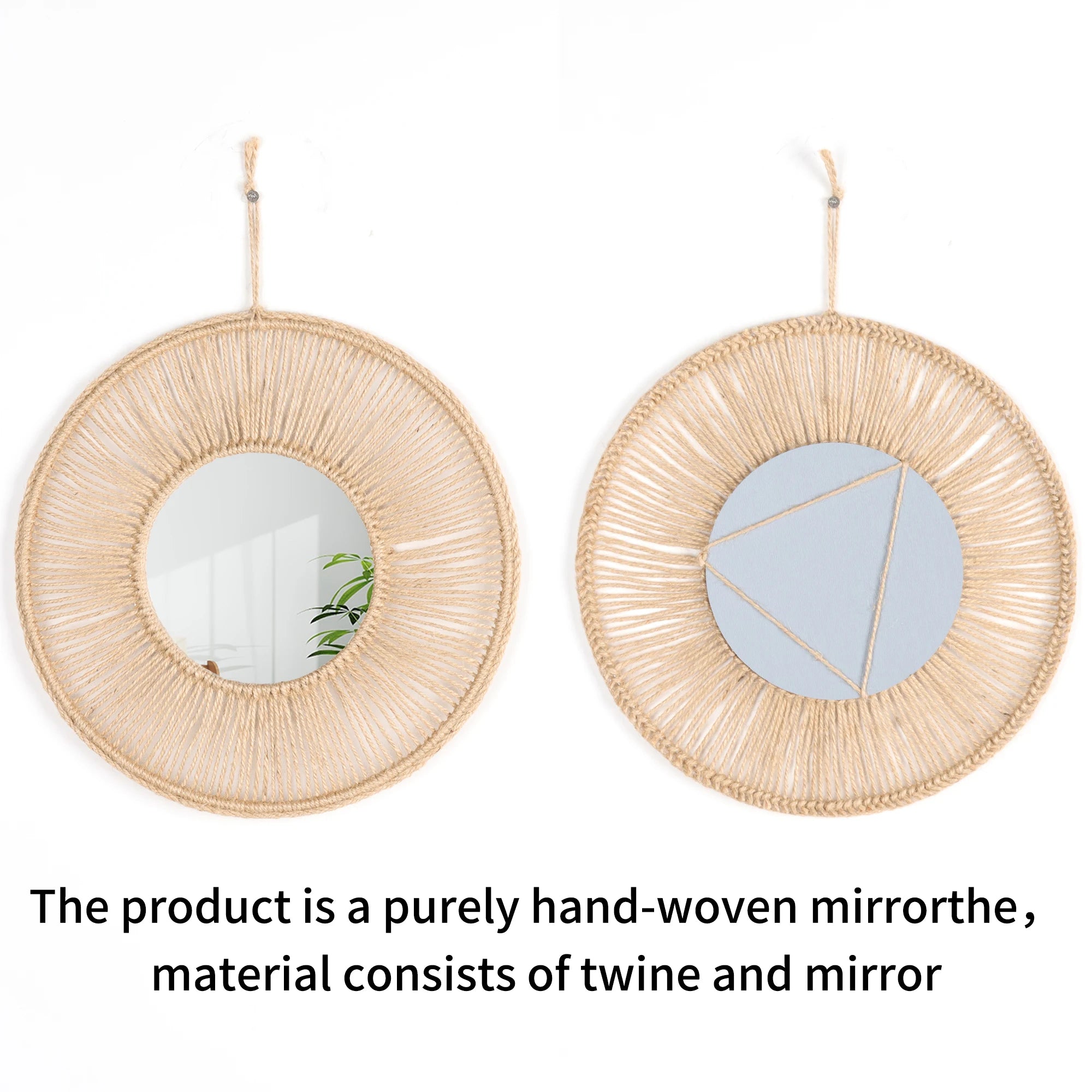 Miroir mural en corde tressée, esprit lafite naturel (vue 5) - Nesty