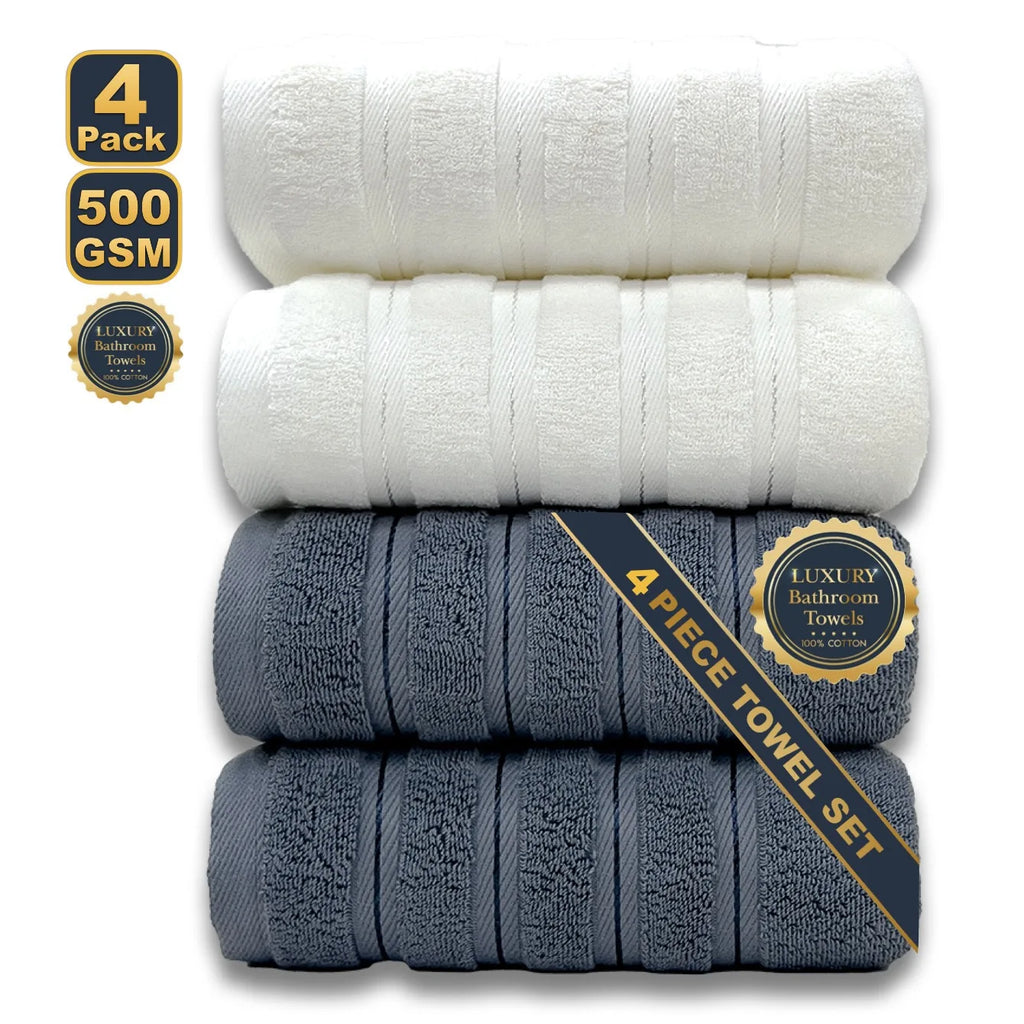 Set de 4 serviettes de bain noires en coton égyptien — 70 x 140 cm - Nesty (vue 4)
