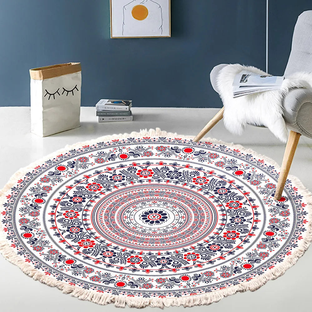 Tapis rond bohème à franges — tissé main - Nesty (vue 28)