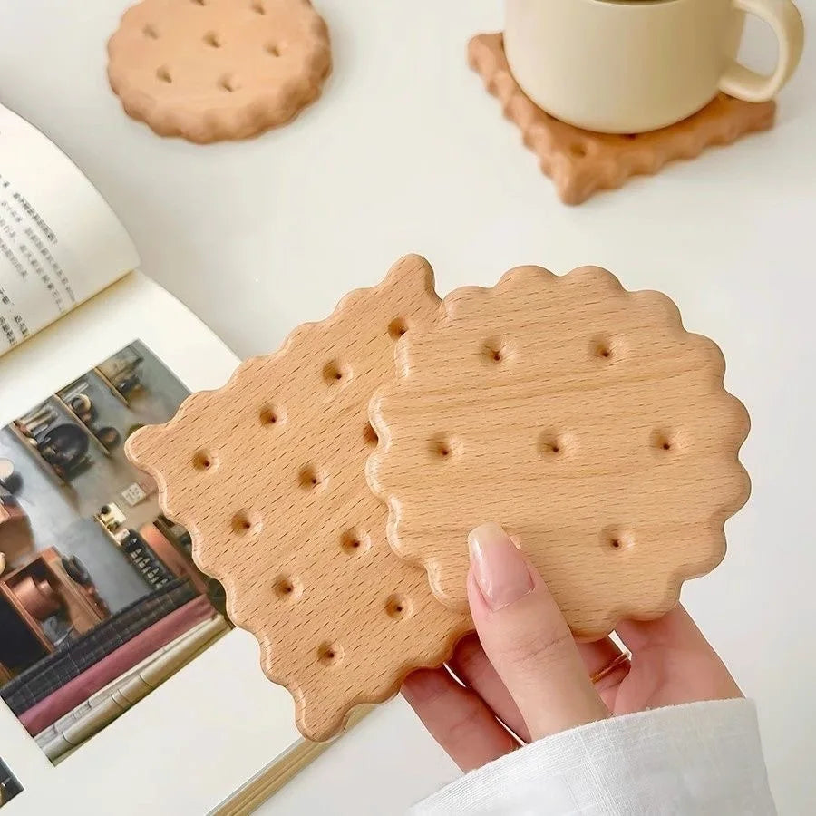 Dessous de verre en bois forme biscuit, déco gourmande (vue 6) - Nesty