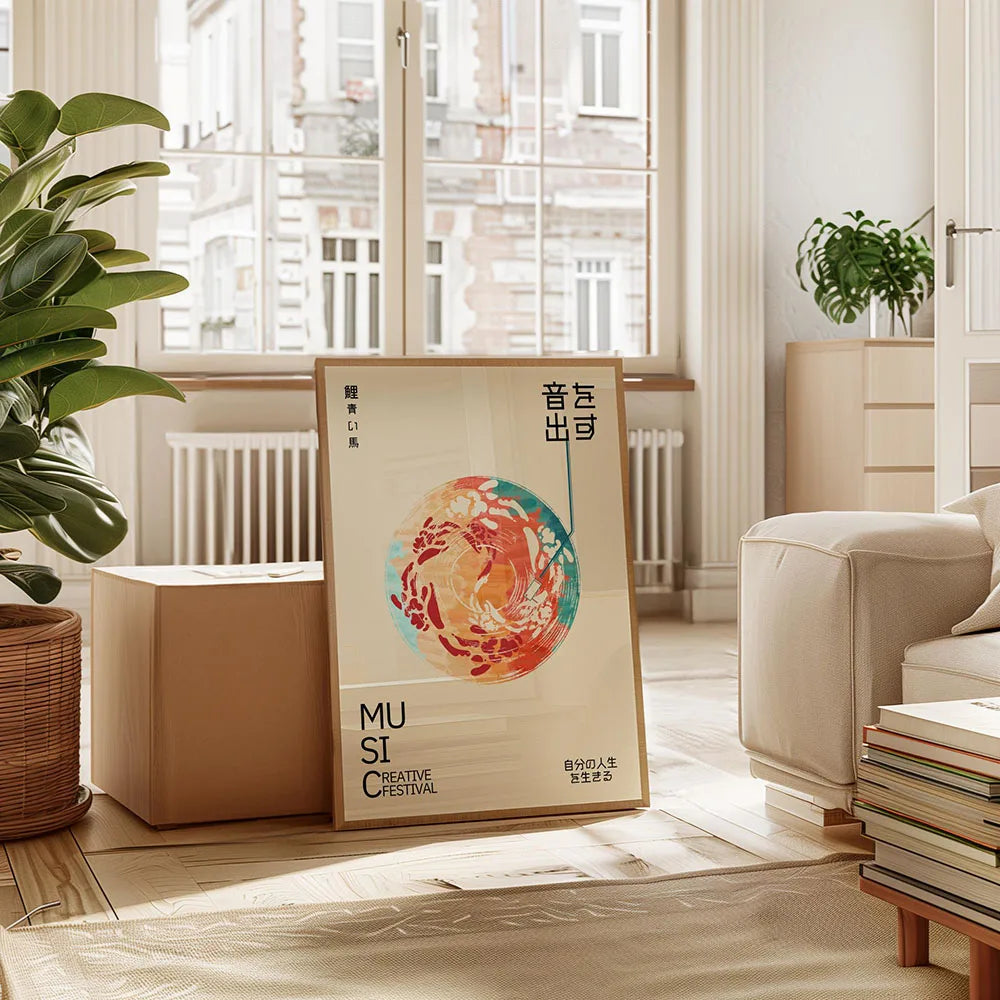 Toile murale illustrée — carpes koï et fleurs - Nesty (vue 9)