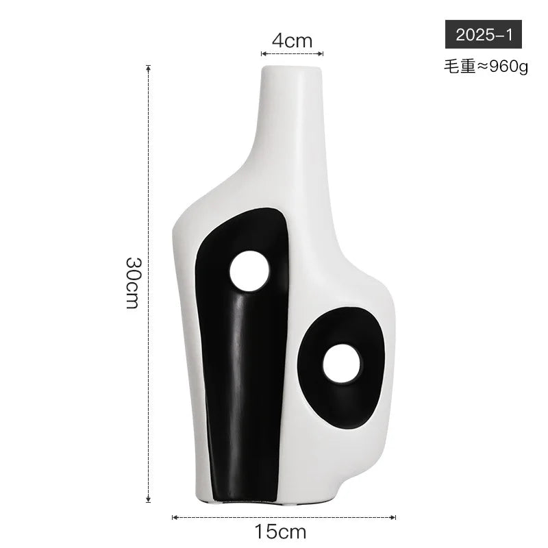 Vase en céramique blanc et noir à motif géométrique - Nesty (vue 9)