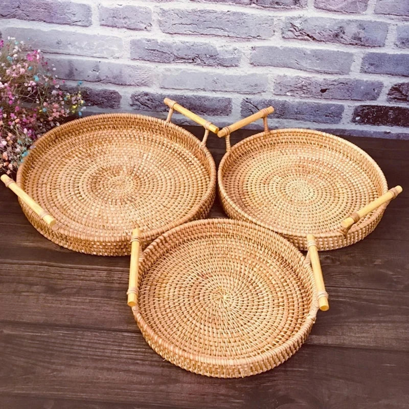 Panier rond en rotin tressé avec anse - Nesty (vue 3)