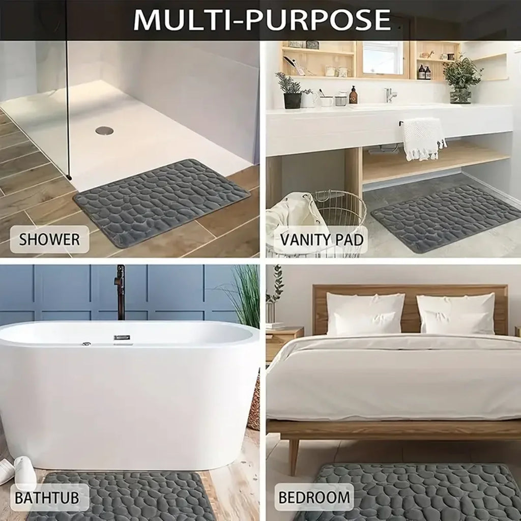 Tapis de bain antidérapant relief 3D — motif galets absorbant - Nesty (vue 5)