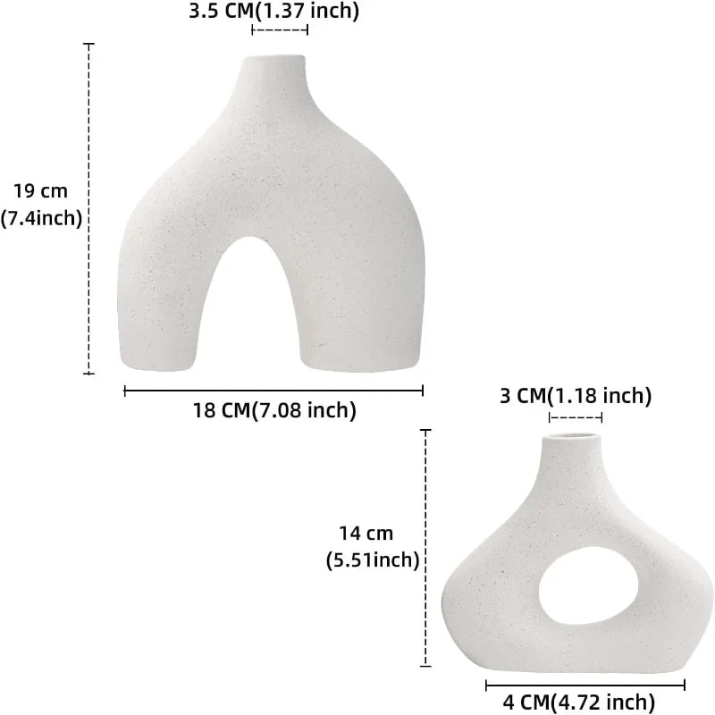 Duo de vases céramique blancs, forme montagne - Nesty (vue 1)