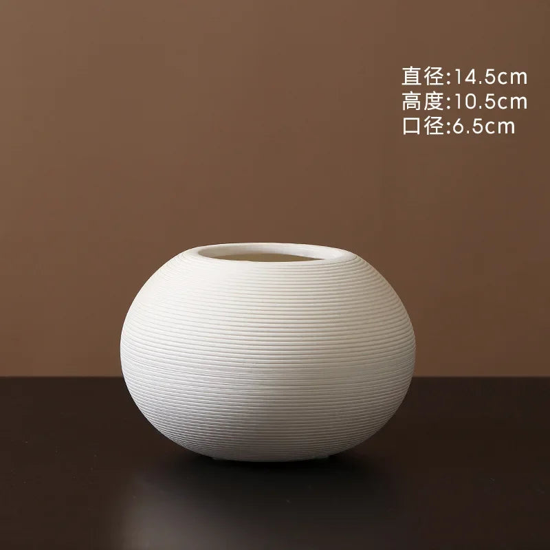 Vase céramique blanc épuré, motif végétal - Nesty (vue 7)