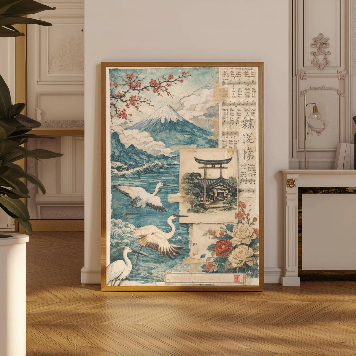 Toile imprimée cerisier en fleurs — art mural japandi rose (vue 9) - Nesty