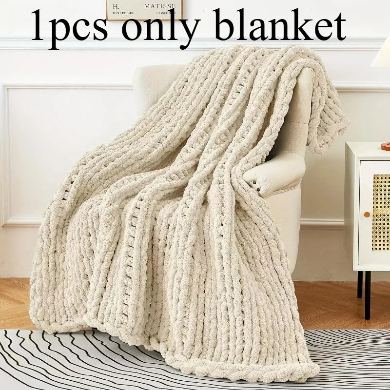 Plaid tricoté 100x127cm pour canapé et lit (vue 7) - Nesty