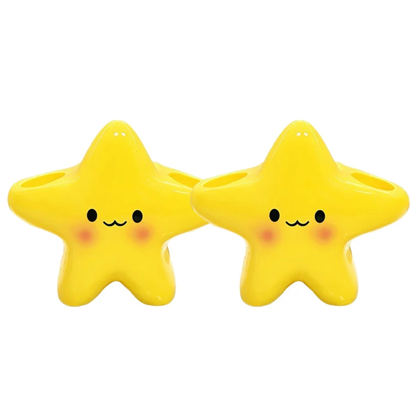 Cute Star-Shaped Toothbrush Holder  Freestanding Bathroom Organizer with Cute Face Design, Space-Saving Toothbrush & Toothpaste - Nesty (vue 8)