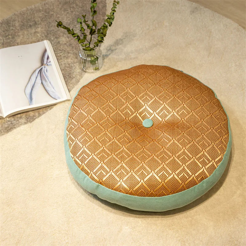 Coussin de sol rond en lin Nesty - Esprit tatami, pour méditation (vue 9)