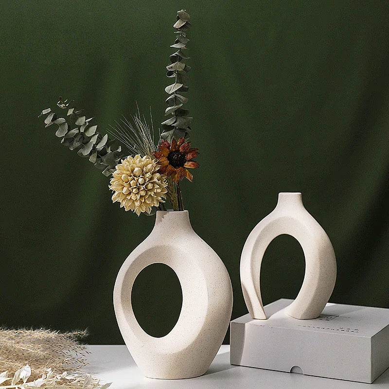 Duo de vases céramique donut noir et blanc - Nesty (vue 4)