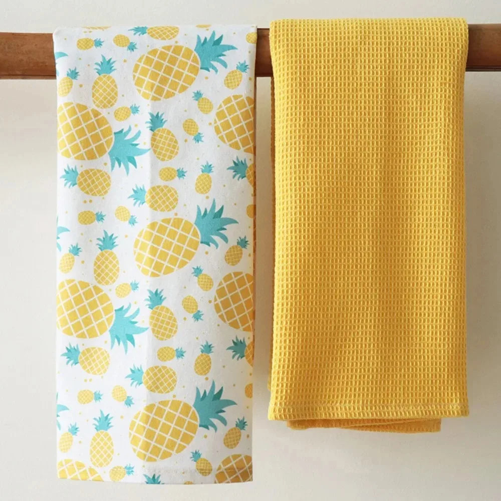 Set de 4 torchons en coton nid d'abeille, motif fruits d'été (vue 6) - Nesty