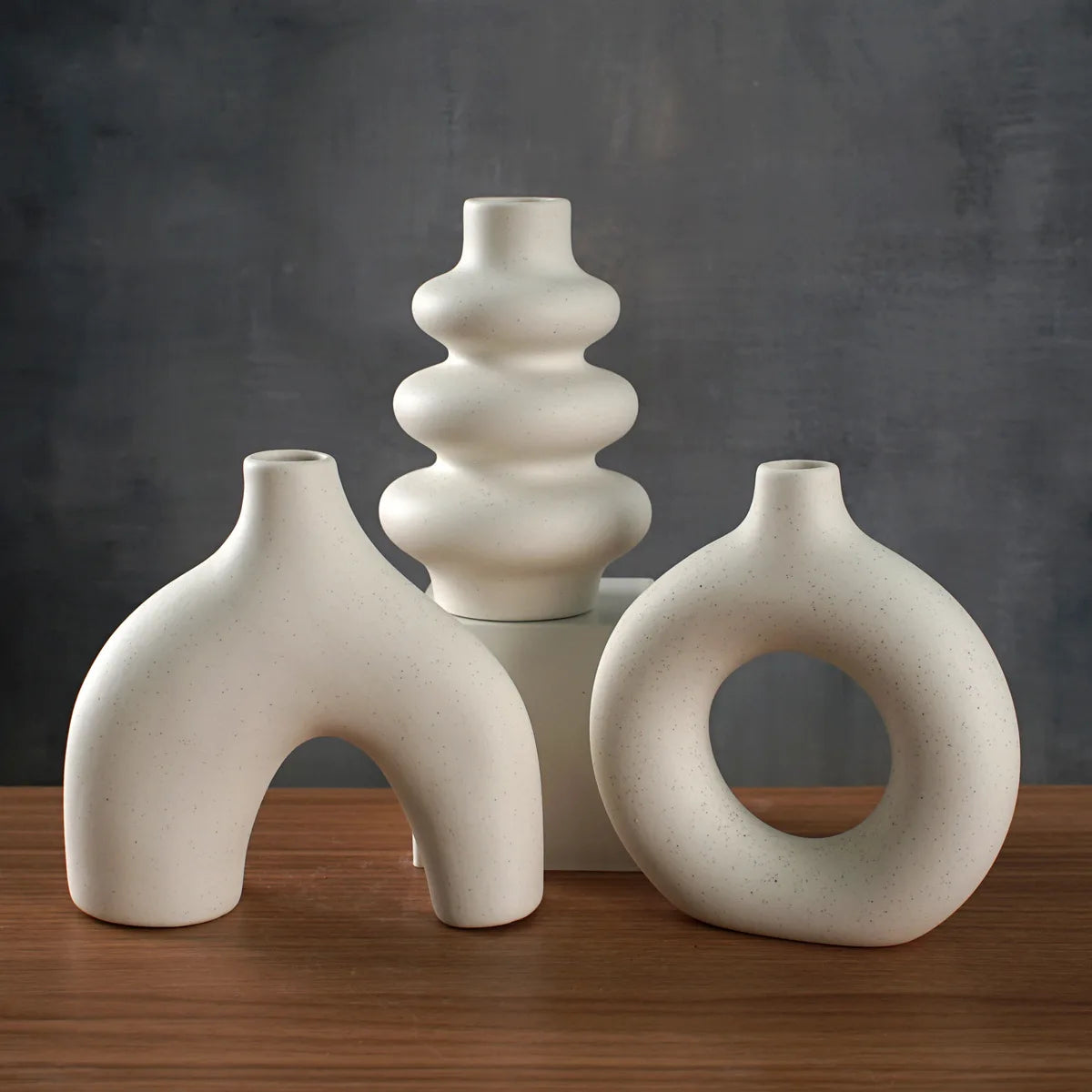 Trio de vases en céramique nordique et bohème - Nesty (vue 1)