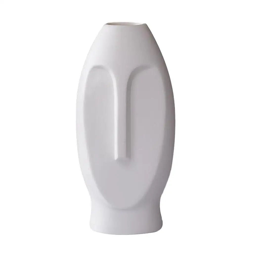 Vase visage en céramique Nesty - Modèle blanc mat sur fond blanc