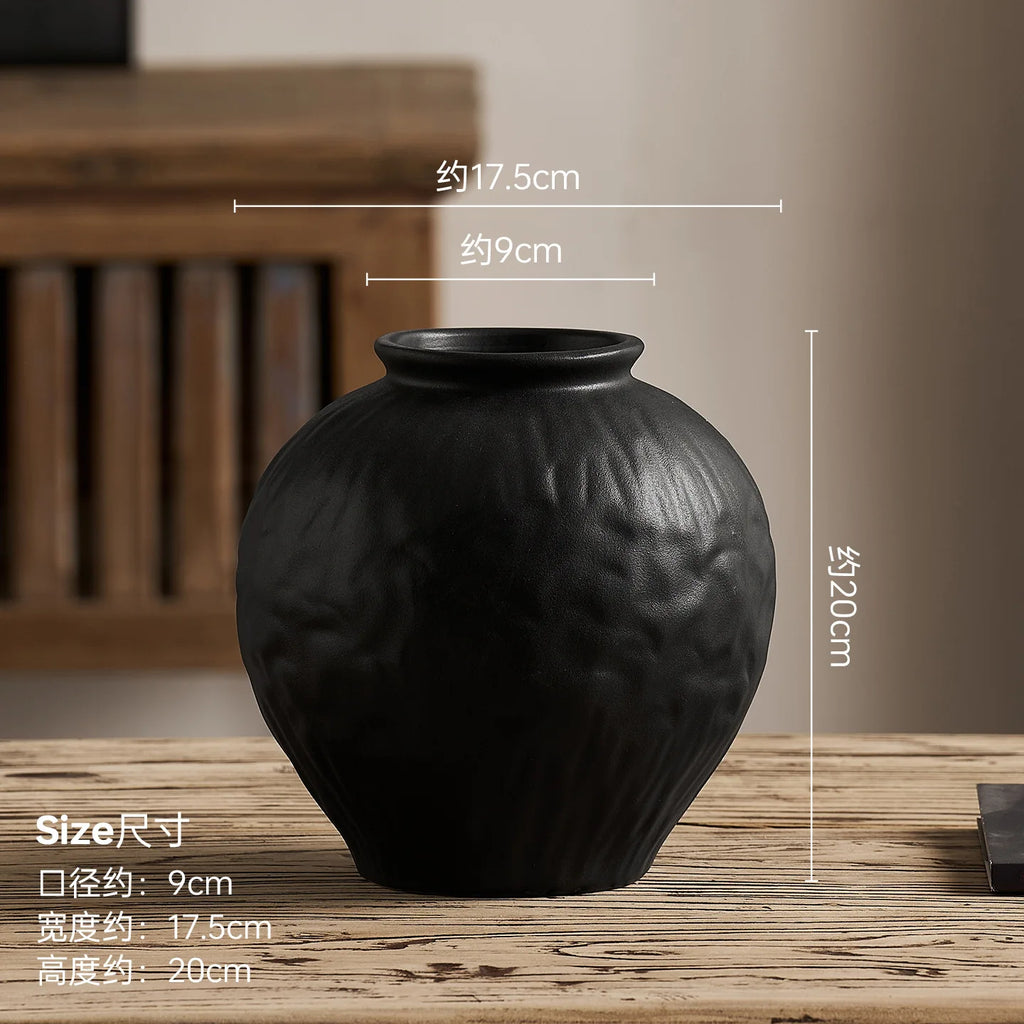 Vase en céramique noir et blanc, esprit wabi-sabi pour fleurs séchées (vue 6) - Nesty