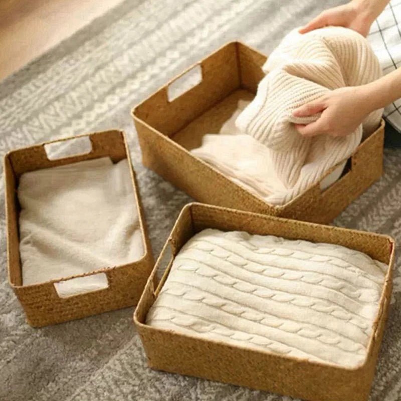 Grand panier tressé en jonc de mer naturel pour cuisine - Nesty (vue 1)