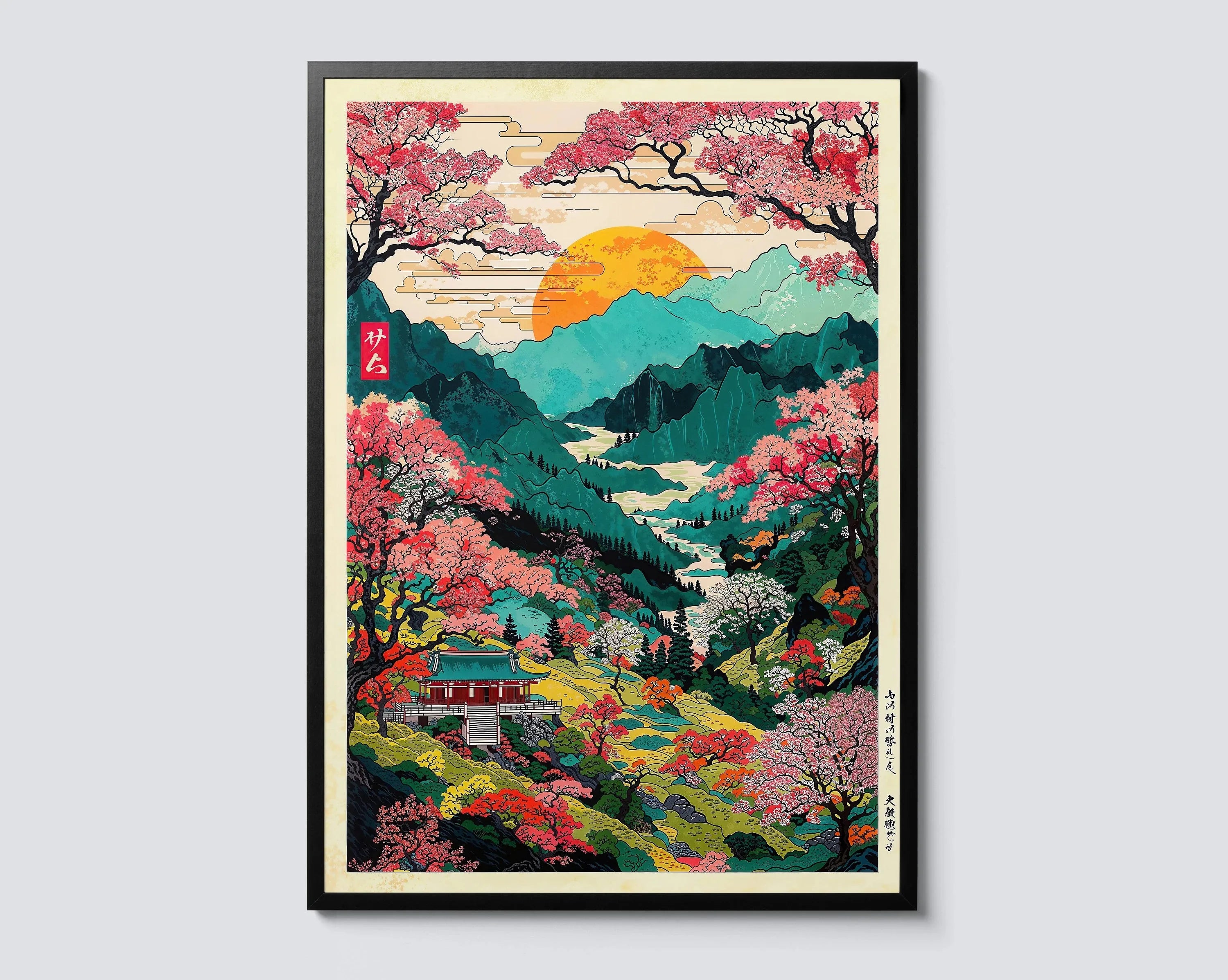 Toile murale vague japonaise Nesty - Mont Fuji au lever du soleil (vue 13)