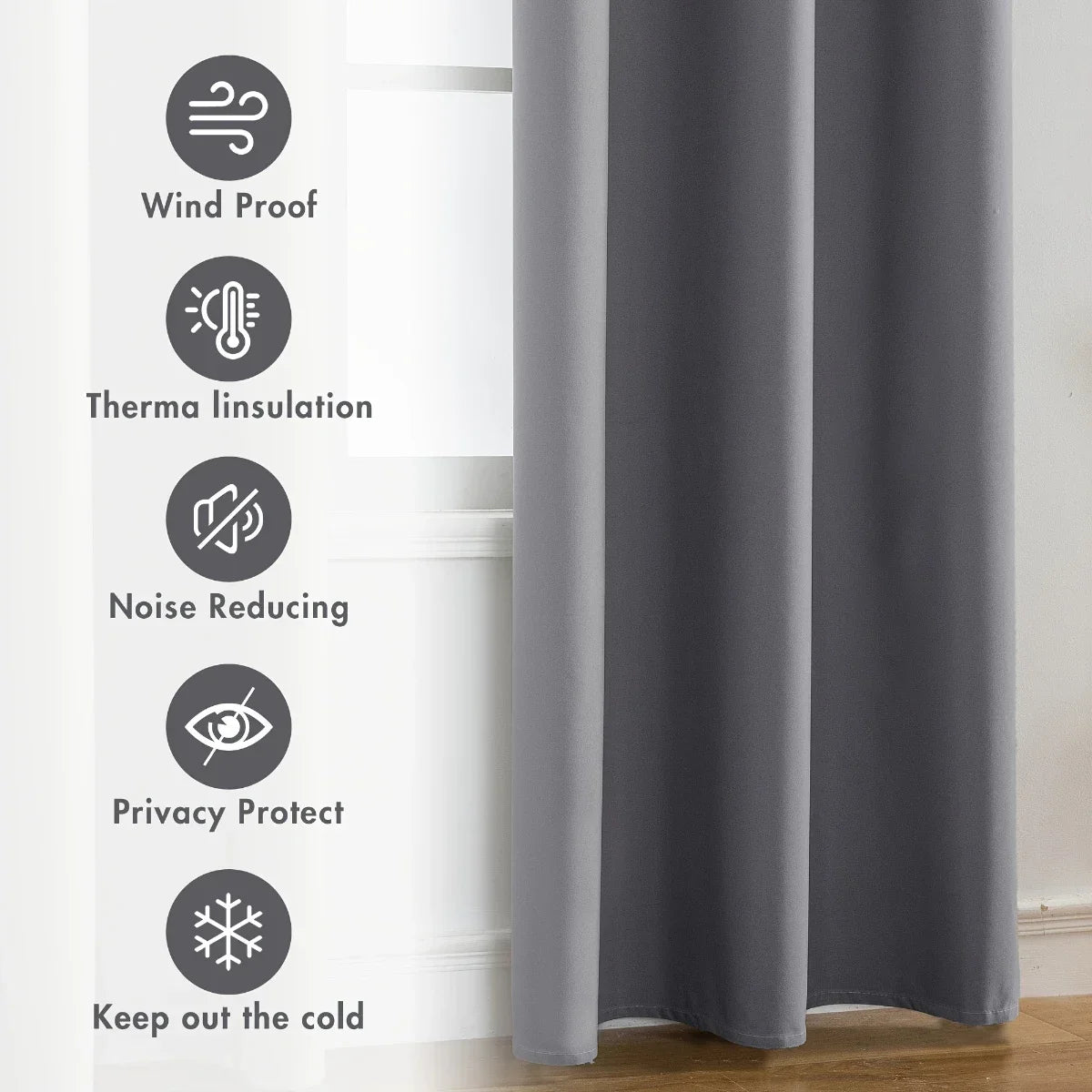 Rideaux occultants doublés Nesty - Lot de 2 pour chambre (vue 5)
