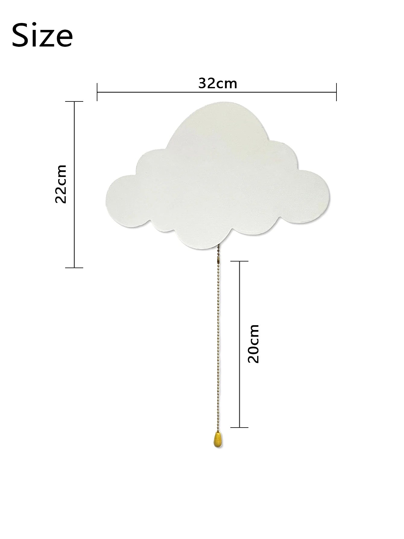 Applique nuage Nesty - Dimensions du nuage 32 x 22 cm avec cordon de tirage de 20 cm