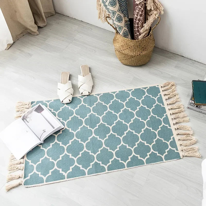 Tapis boho tissé main — franges et motif géométrique - Nesty (vue 12)