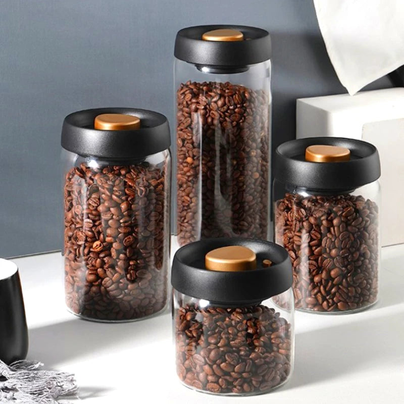 Bocal en verre sous vide pour café en grains, grande contenance - Nesty (vue 1)