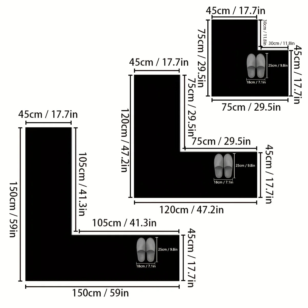Tapis de bain en flanelle — forme en L, pour tour de baignoire - Nesty (vue 3)