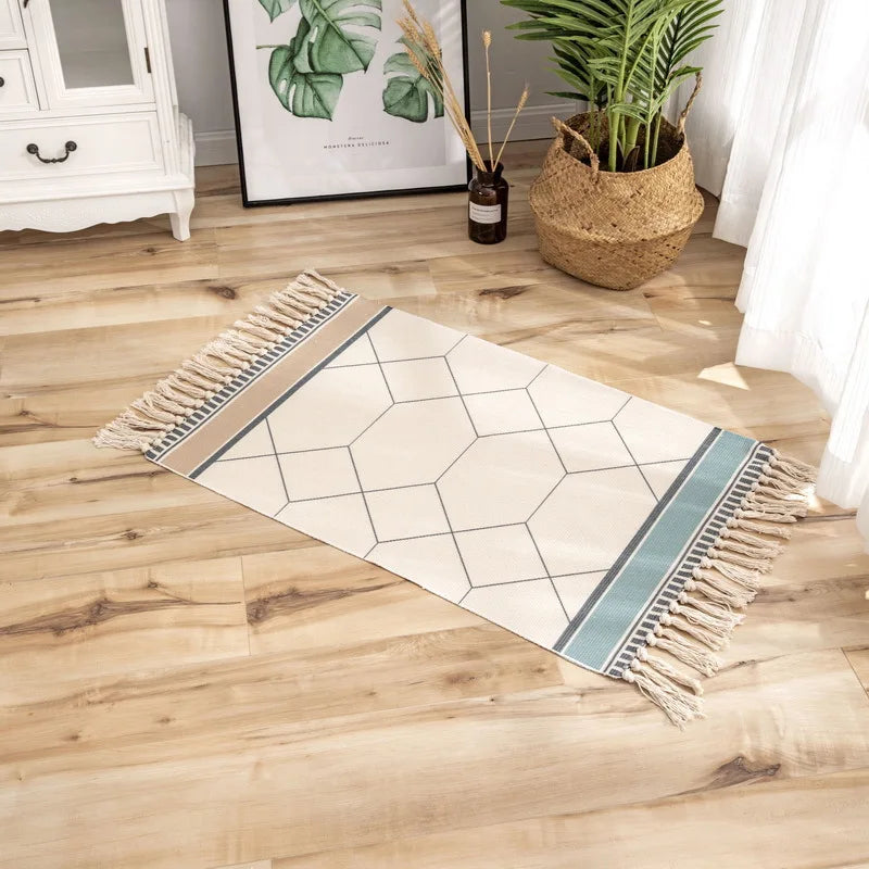 Tapis en coton et lin tissé main — motif berbère - Nesty (vue 23)