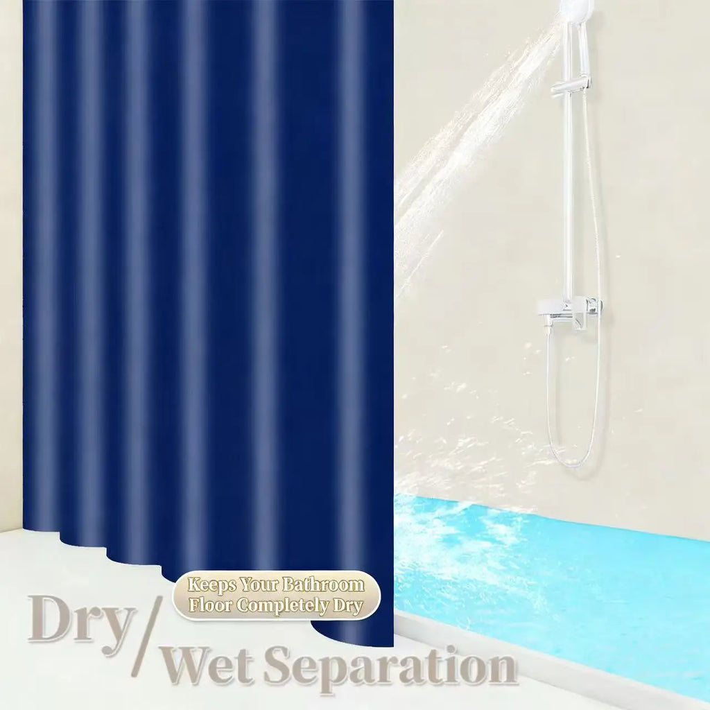 Rideau de douche bleu marine en PEVA, uni et imperméable - Nesty (vue 3)
