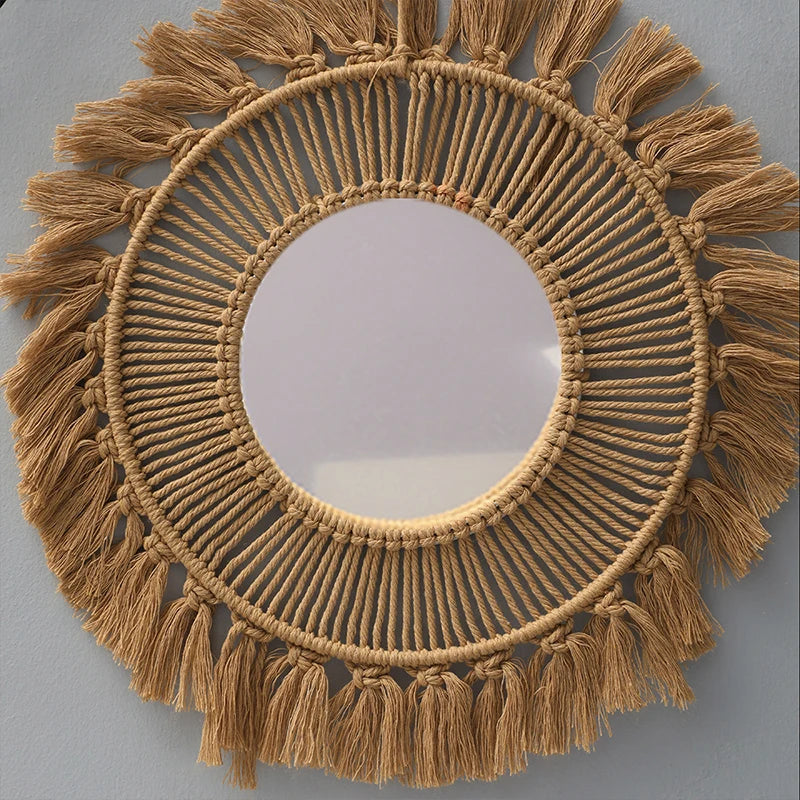 Miroir tapisserie macramé, tissage bohème suspendu (vue 6) - Nesty