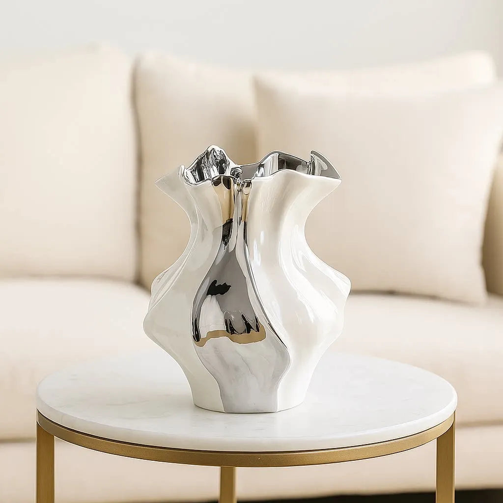 Vase en grès blanc à motif vagues 3D - Nesty (vue 3)
