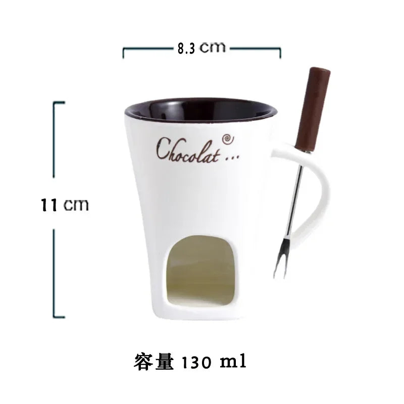 Mug à fondue en céramique — avec fourchette (vue 5) - Nesty