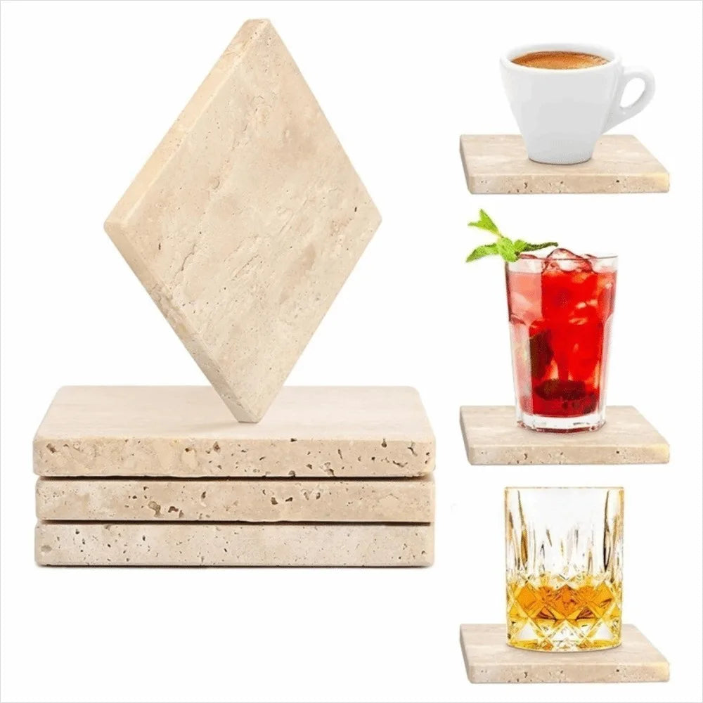 Set de dessous de verre en marbre naturel, forme rectangulaire - Nesty (vue 4)