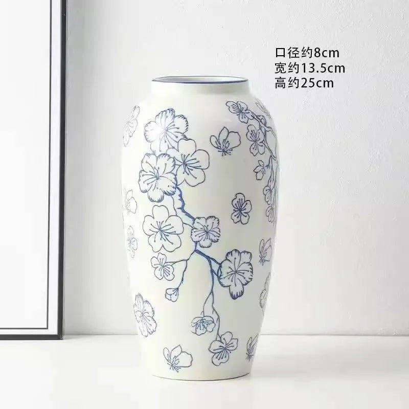Vase céramique bleu et blanc, style rétro chinoiseries (vue 13) - Nesty