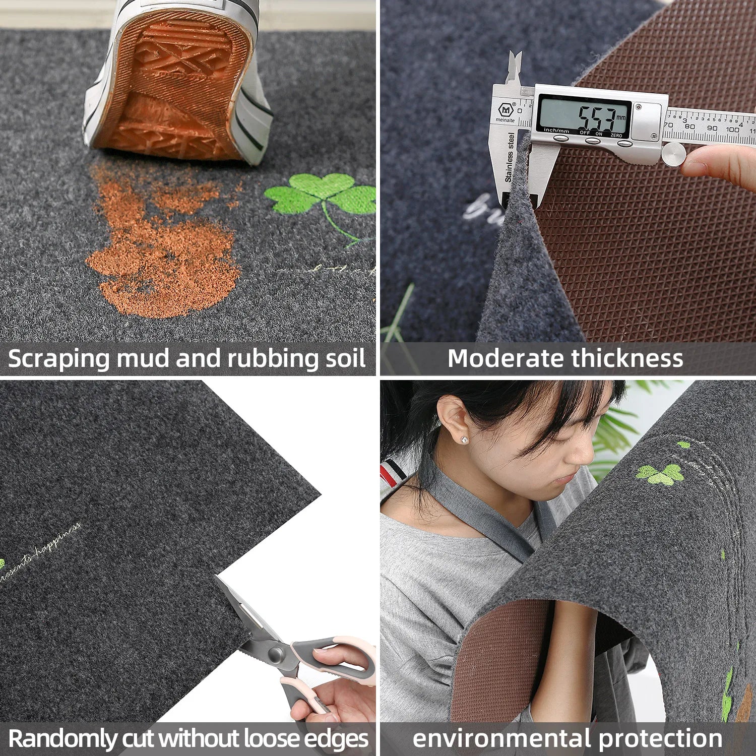 Tapis absorbant brodé minimaliste pour salle de bain, lavable en machine - Nesty (vue 6)